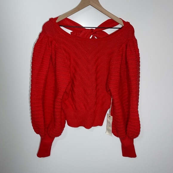 Happy X Nature Kate Hudson NWT heavy long sleeve bow tie back heavy knit sweater - Picture 2 of 10